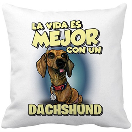 Cojín con relleno la vida es mejor con un perro de raza Dachshund