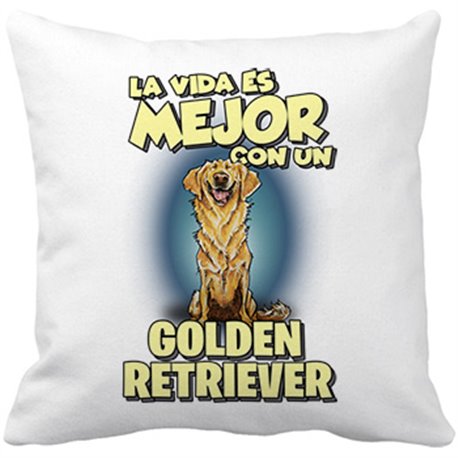 Cojín con relleno la vida es mejor con un perro de raza Golden Retriever