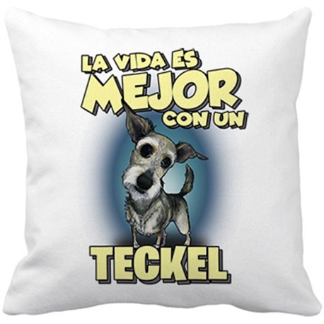 Cojín con relleno la vida es mejor con un perro de raza Teckel