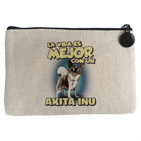 Monedero la vida es mejor con un perro de raza Akita Inu