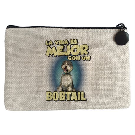 Monedero la vida es mejor con un perro de raza Bobtail