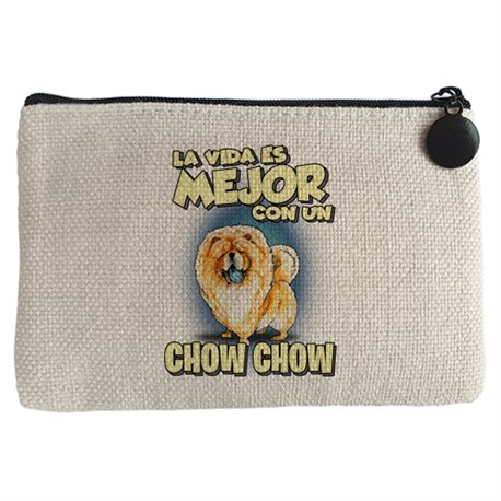 Monedero la vida es mejor con un perro de raza Chow Chow