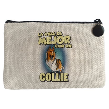 Monedero la vida es mejor con un perro de raza Collie