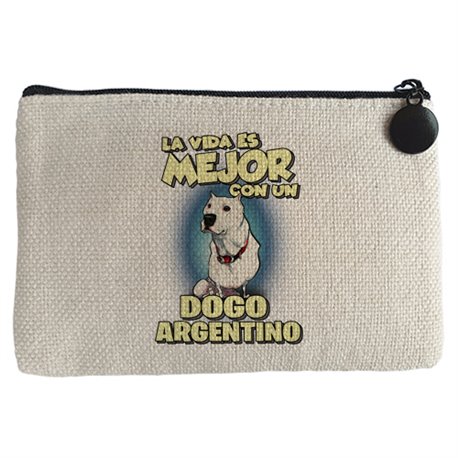 Monedero la vida es mejor con un perro de raza Dogo argentino