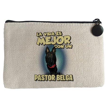 Monedero la vida es mejor con un perro de raza Pastor Belga