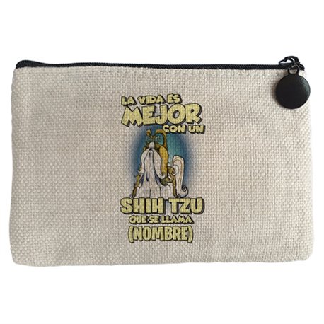 Monedero la vida es mejor con un perro raza Shih Tzu mascota que se llama personalizable con nombre