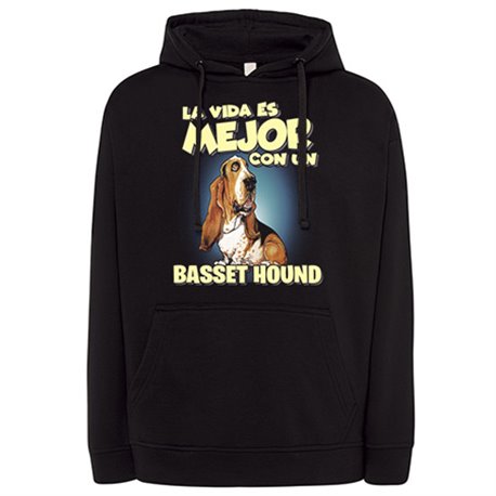 Sudadera la vida es mejor con un perro de raza Basset Hound