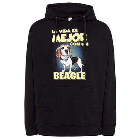 Sudadera la vida es mejor con un perro de raza Beagle