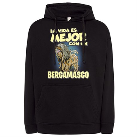 Sudadera la vida es mejor con un perro de raza Bergamasco