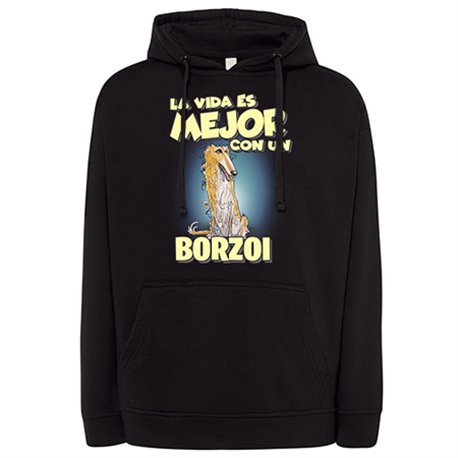 Sudadera la vida es mejor con un perro de raza Borzoi canela