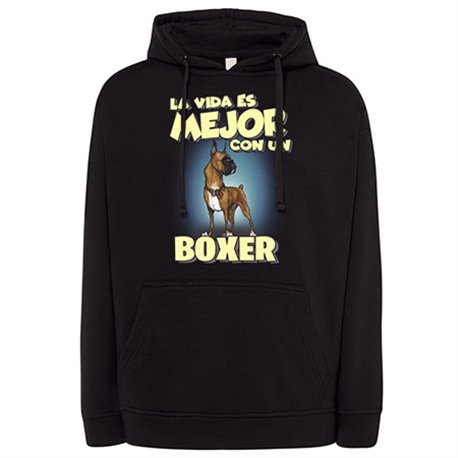 Sudadera la vida es mejor con un perro de raza Boxer