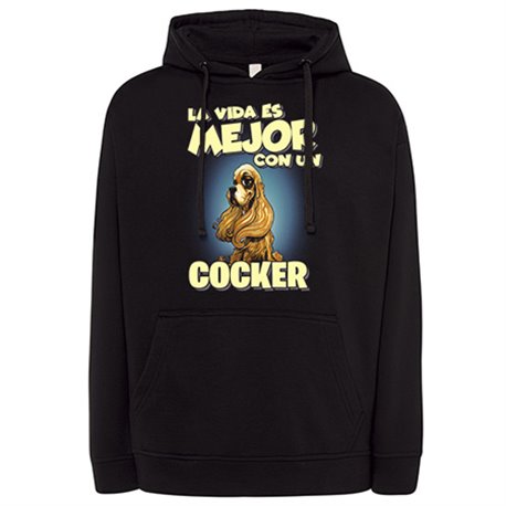 Sudadera la vida es mejor con un perro de raza Cocker