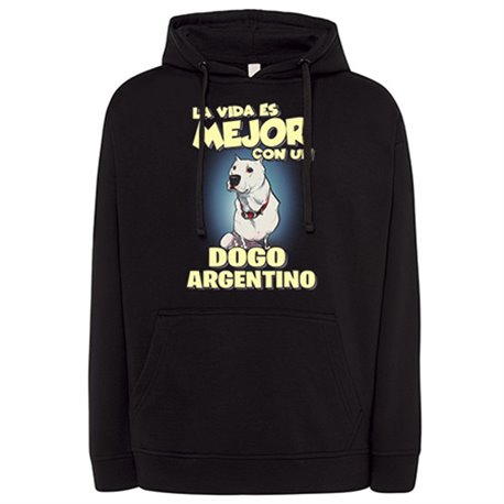 Sudadera la vida es mejor con un perro de raza Dogo argentino