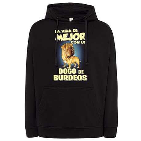 Sudadera la vida es mejor con un perro de raza Dogo de Burdeos