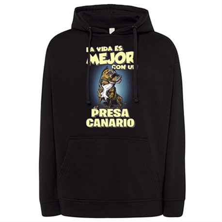 Sudadera la vida es mejor con un perro de raza Presa Canario