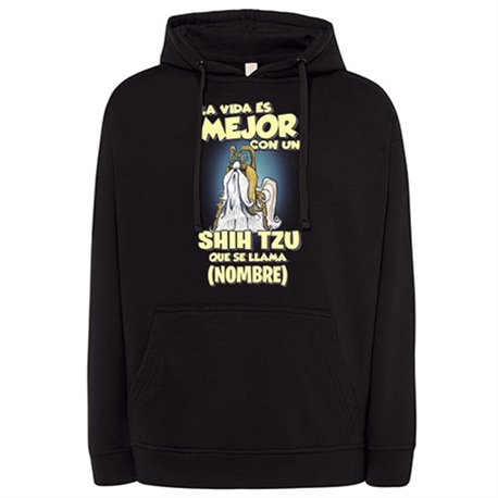 Sudadera la vida es mejor con un perro raza Shih Tzu mascota que se llama personalizable con nombre