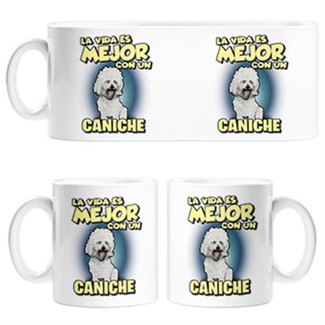 Taza la vida es mejor con un perro de raza Caniche
