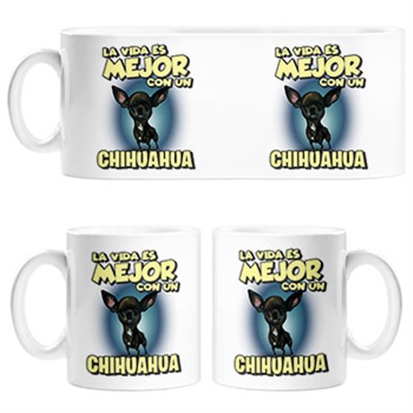 Taza la vida es mejor con un perro de raza Chihuahua negro