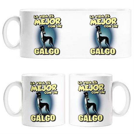 Taza la vida es mejor con un perro de raza Galgo negro