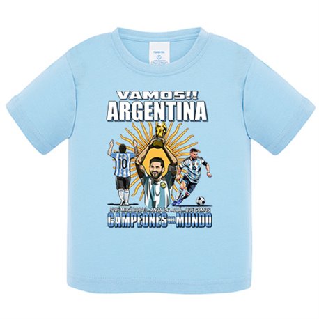 Camiseta bebé Argentina campeona del Mundo para aficionado al fútbol que miras bobo somos Campeones del Mundo
