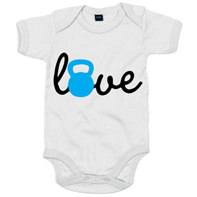 Body bebé parodia kettlebell Love azul para deportistas fuertes de gimnasio