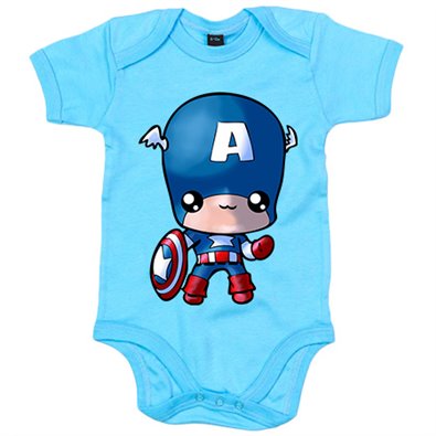 Body bebé parodia del superheroe de América con escudo estrella Kawaii