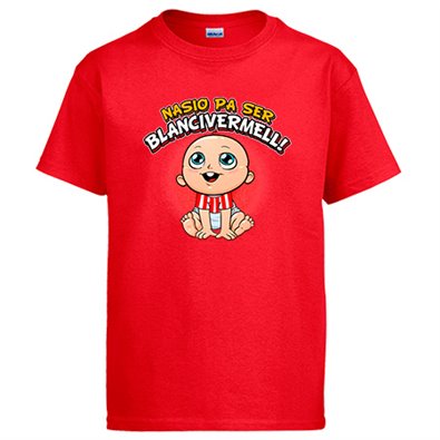 Camiseta nacido para ser Blanc i Vermell para aficionado al fútbol de Girona