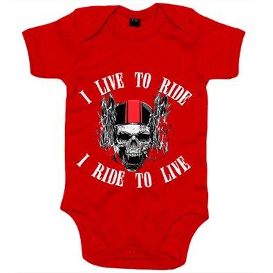 Body bebé motero I Live To Ride I Ride To Live calavera