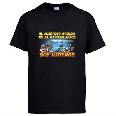 Camiseta el amistoso saludo de la mano en alto soy motero