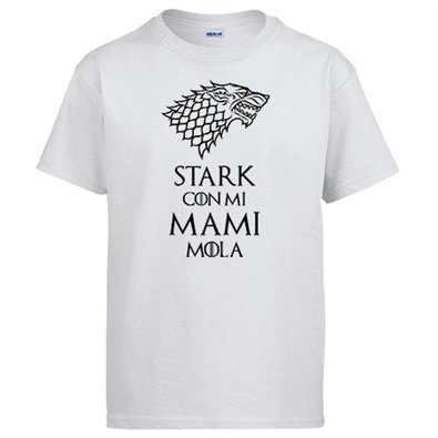 Camiseta frase divertida ilustración Stark con mi mami mola