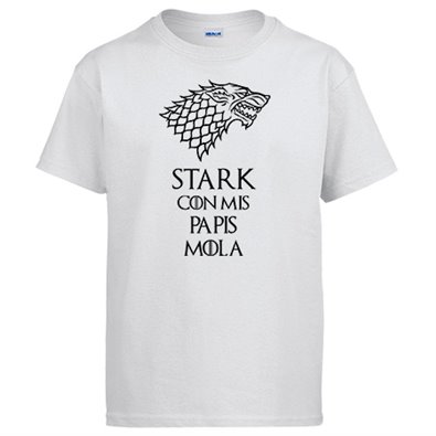 Camiseta frase divertida ilustración Stark con mis papis mola