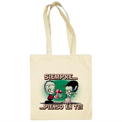 Bolsa de tela Siempre pienso en ti frase amor