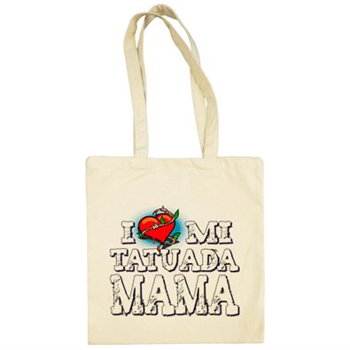 Bolsa de tela I Love mi mamá tatuada