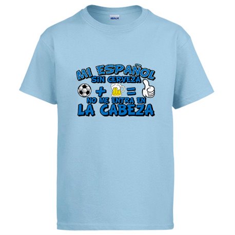 Camiseta Mi Espanyol sin Cerveza no me entra en la cabeza frase para futboleros