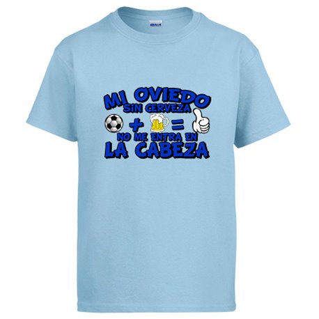 Camiseta Mi Oviedo sin Cerveza no me entra en la cabeza frase para futboleros